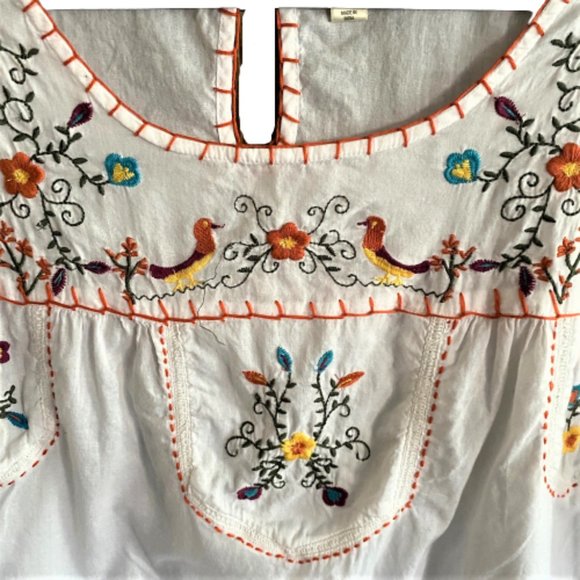 Embroidered peasant style boho cotton tunic top 2X - Picture 9 of 12